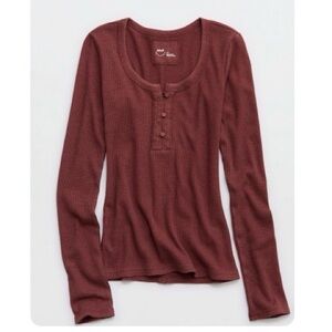 Aerie Essential Layering Long Sleeve T-Shirt | Dark Rust | Size M | NWT
